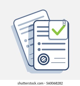 illustration, documents approved  a green checkmark