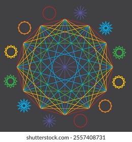 Illustration Dodecagon Colors Rainbow Sacred Geometry Circle Light Frequency Vector