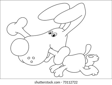 illustration of a dog and a bone outlined