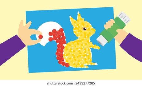 Illustration of a dog and a bottle of water in a flat style