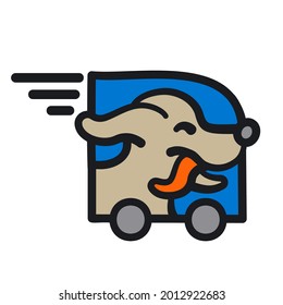 illustration of the dog in a car logo for pet transportation service