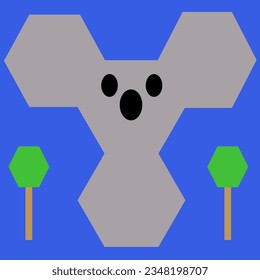  illustration of a dog cat koala fox abstraction tree background