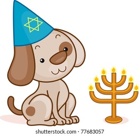 Illustration of a Dog Celebrating Passover