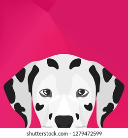 Illustration Dog Dalmatian looking over wall for the creative use in graphic design