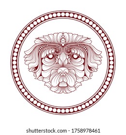 illustration of a dog in a decorative and vintage style