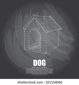 illustration of dog. drawing vector on chalkboard.