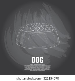 illustration of dog. drawing vector on chalkboard.