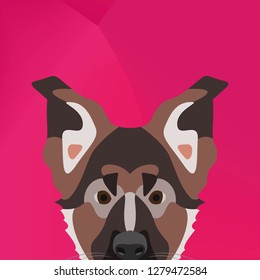 Illustration Dog German shepherd dog looking over wall for the creative use in graphic design