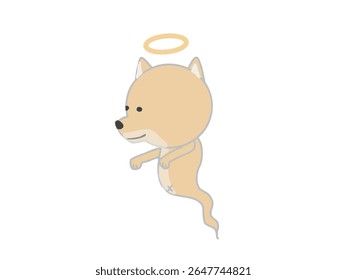Illustration of a dog ghost floating in the air after a pet dog dies