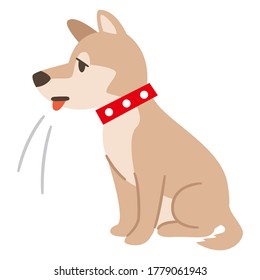 Illustration of a dog having difficulty breathing on a white background