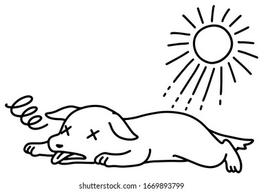 Illustration of a dog with heat stroke