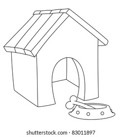 illustration of a dog house outlined