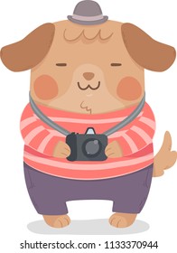 Illustration of a Dog Mascot Holding a Camera
