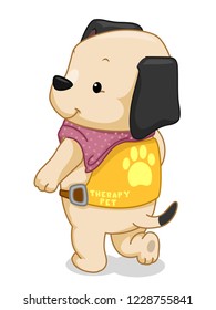 Illustration of a Dog Mascot Wearing Vest as Therapy Pet