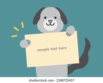 Illustration of a dog with a message card