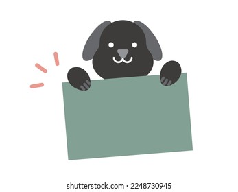 Illustration of a dog with a message card