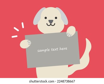 Ilustración de un perro con una tarjeta de mensaje