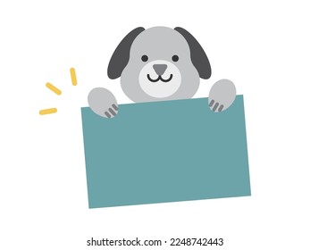 Illustration of a dog with a message card