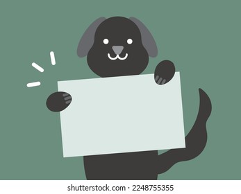Illustration of a dog with a message card
