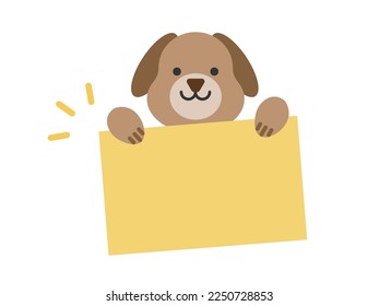 Ilustración de un perro con una tarjeta de mensaje