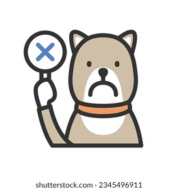 Illustration of a dog with an NG tag