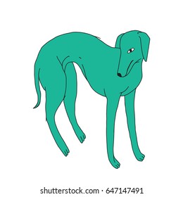 Illustration with dog on white background.