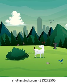 Illustration of  dog at park vector