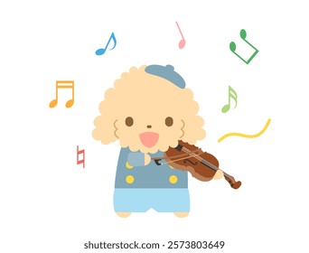 An illustration of a dog playing the violin.