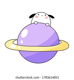 Illustration of dog with saturn