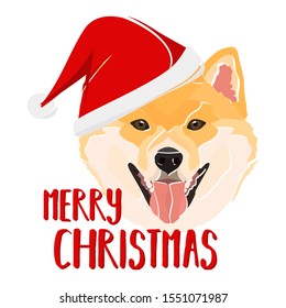 Illustration dog Shiba Inu Merry Christmas
