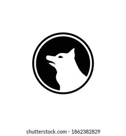 Illustration dog silhouette in the circle logo design vector