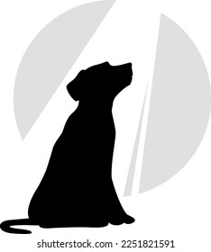 Illustration of Dog Silhouette with Ray of Light Icon. Heaven, Afterlife Light