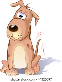 Illustration of  a  dog sitting  with shadow background	