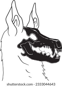 perro ilustrador con cara de cráneo