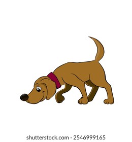 illustration of a dog sniffing without background