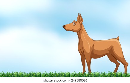 Illustration of a dog standing in the field