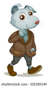 ilustración de un perro con traje