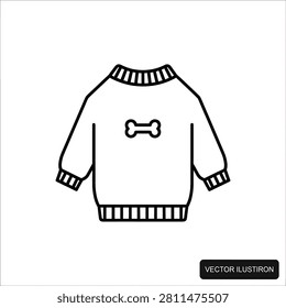 Illustration of dog sweater with bone