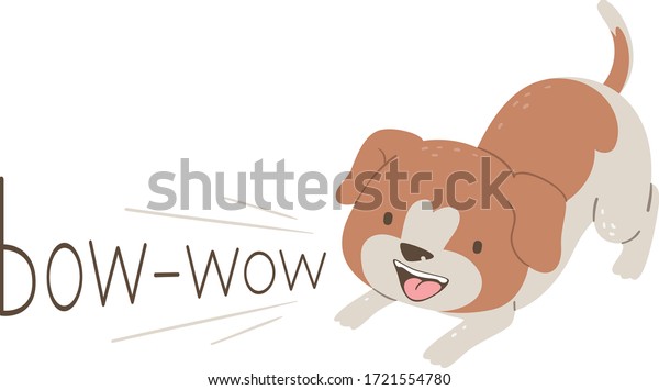 しっぽを上げて吠える犬のワオのイラスト のベクター画像素材 ロイヤリティフリー