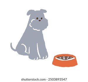 illustration of dog waiting for meal