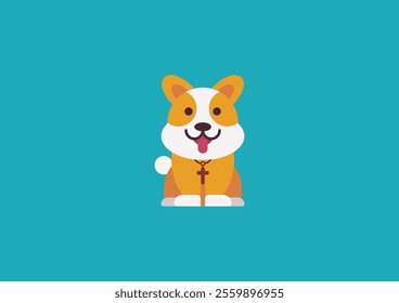 Illustration of a dog wearing a collar using a flat design style