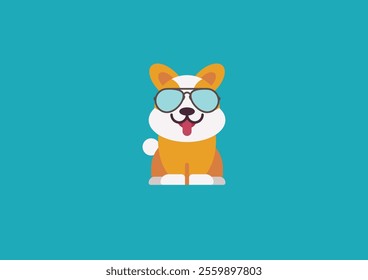 Illustration of a dog wearing glasses using a flat design style