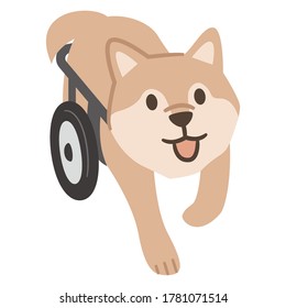 Illustration of a dog wheelchair on a white background