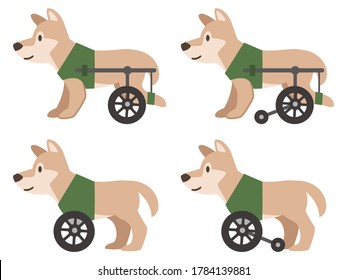 Illustration of a dog wheelchair on a white background