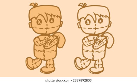 illustration of a doll carrying a sack