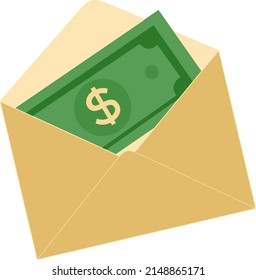 illustration of dollar bills in envelopes.

