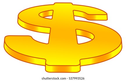 Illustration of the dollar symbol on perspective view