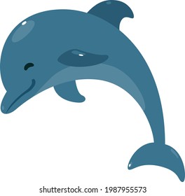 Illustration of a dolphin jumping happily.