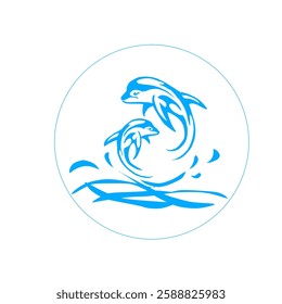 illustration of a dolphin jumping out of the water.