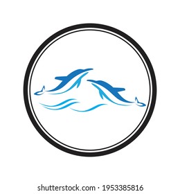 ilustración Plantilla de diseño de vectores con logotipo delfín